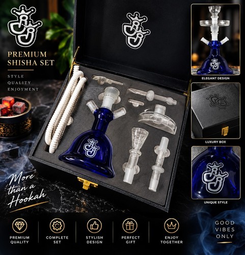 Premium glas shisha blau - premium, –
